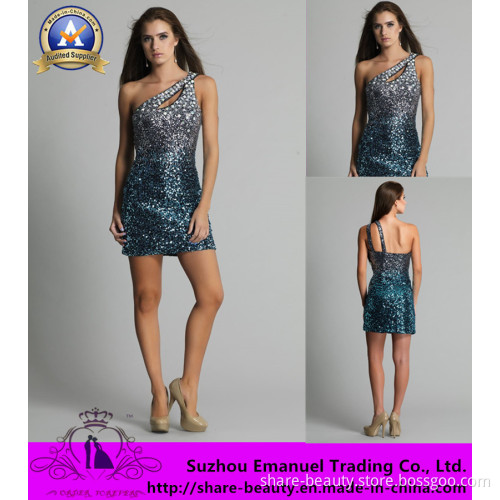 2014 New Sheath/Column Sequin Dresses One Shoulder Mini Beaded Prom Dress